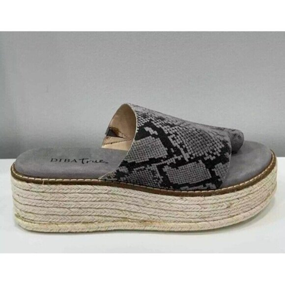 Diba True Demi Chase Snake Print Gray Wedge Sandal Espadrille New In Box Size 10 - Picture 3 of 9